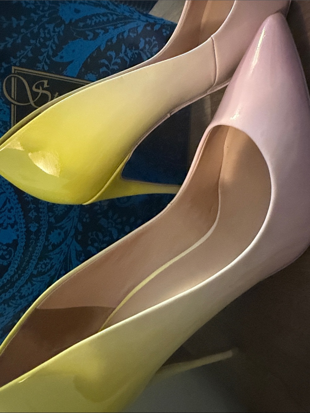 Aldo StessyTwo-Tone Pink and Yellow Pointed-Toe Pumps